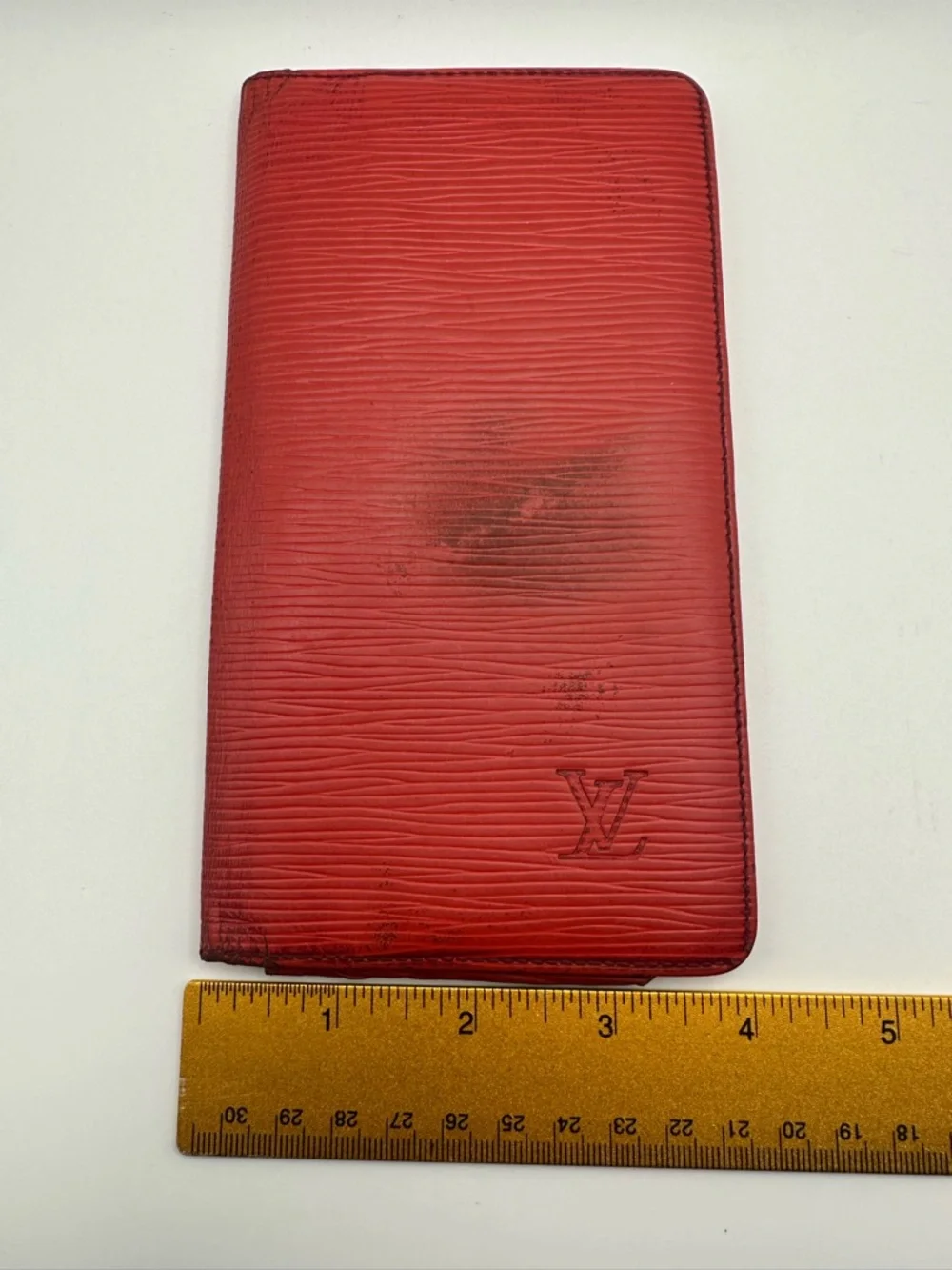 Louis Vuitton Epi Red Long Wallet Leather Folding Vintage Good Cond. Authentic
